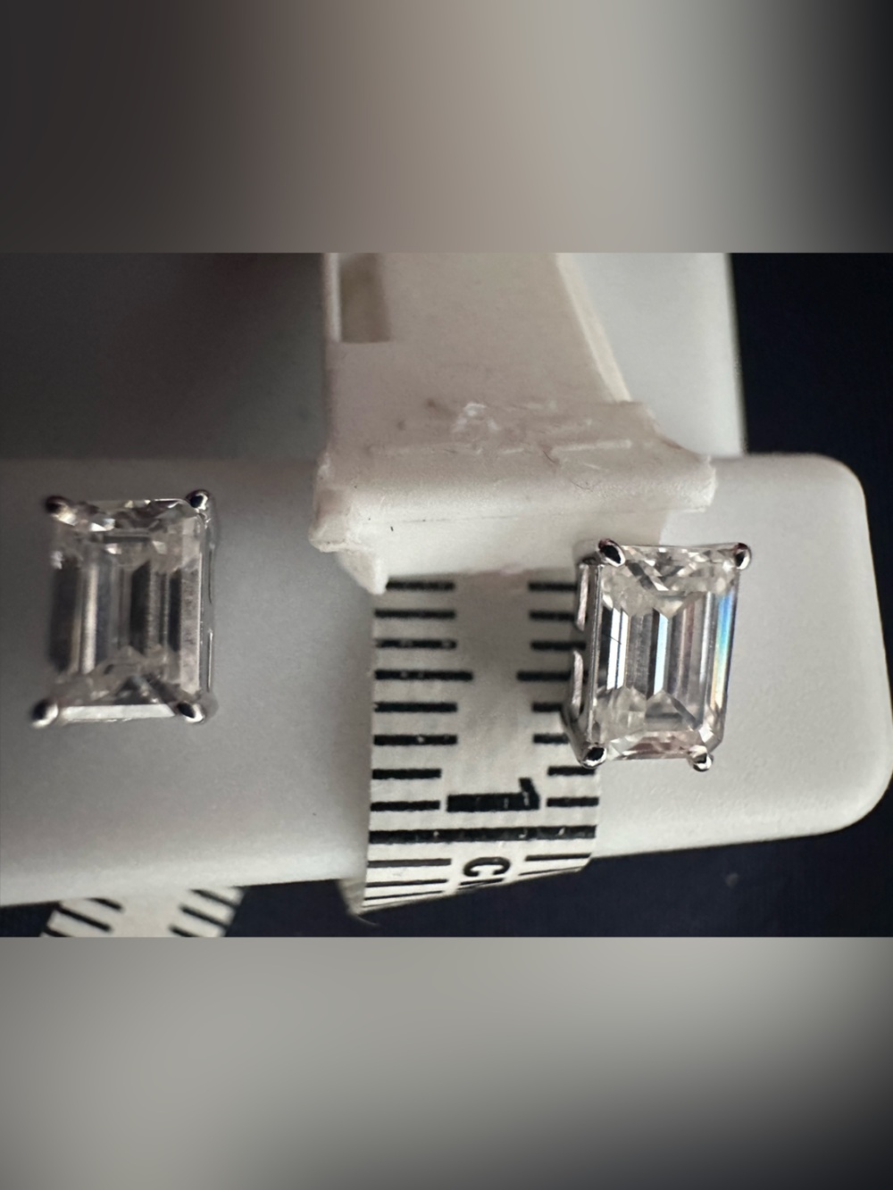 NWT .925 Sterling Silver Moissanite Emerald Cut Stud Earrings 1.60CTW VVS1 D - Picture 5 of 8